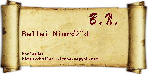 Ballai Nimród névjegykártya